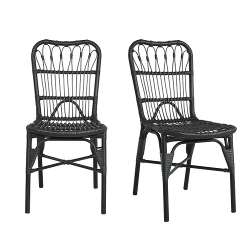 Outdoor Wicker Patio Dining Chairs Set With Durable Frame And Rattan Weave
