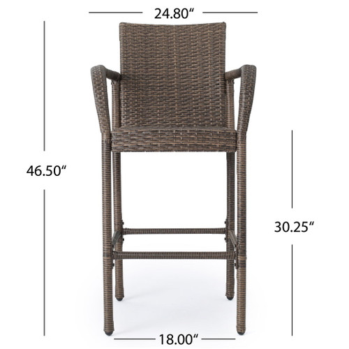 Outdoor Wicker Barstools With Rattan And Iron Frame