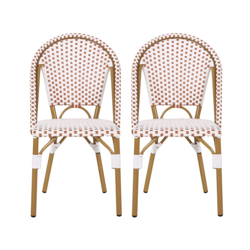 Outdoor Rattan And Aluminum French Bistro Chairs Set