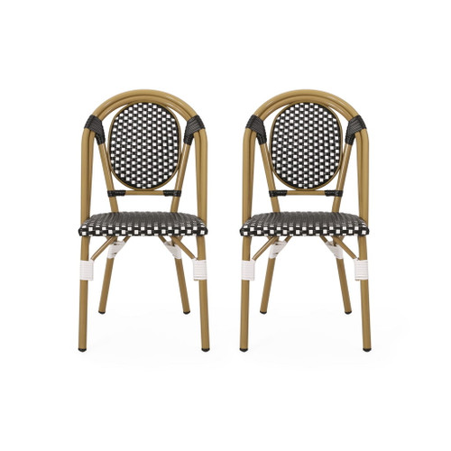 Outdoor Rattan And Aluminum French Bistro Chair Set