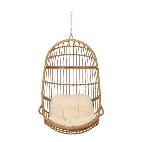 Rustic Hanging Basket Chair With Cushion