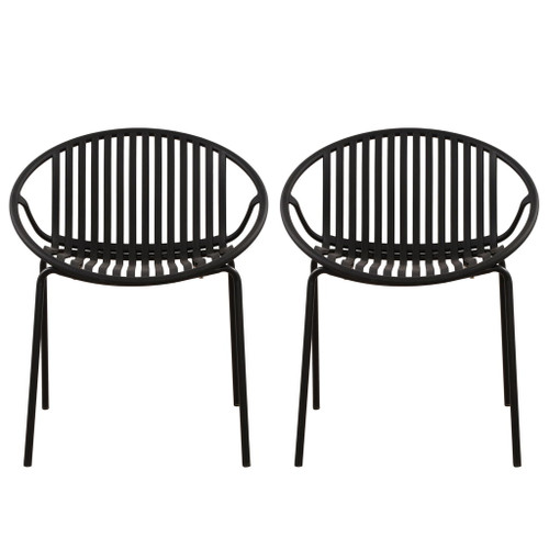 Stackable Outdoor Chairs With Breathable Plastic Backrest (Set of 2)