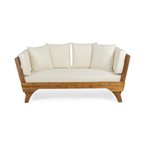 Outdoor Acacia Wood Expandable Daybed With Cushions