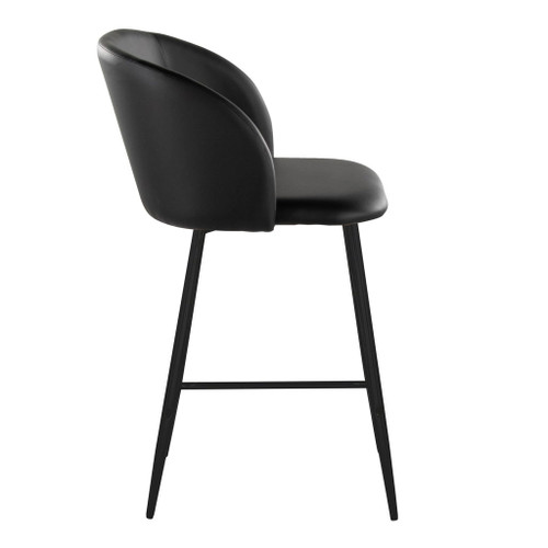Fran - Fixed-Height Counter Stool (Set of 2) - Black Metal, Black Faux Leather