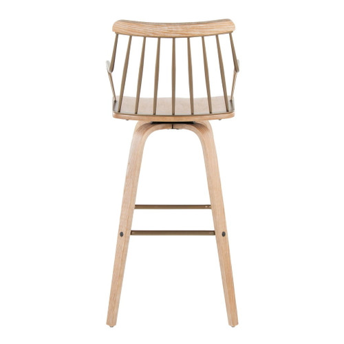 Preston - Fixed-Height Barstool - Whitewashed Wood, Antique Copper Metal