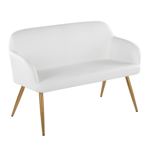 Daniella - High Back Bench - Gold Steel, White Faux Leather