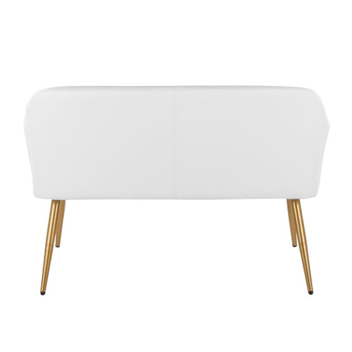 Daniella - High Back Bench - Gold Steel, White Faux Leather