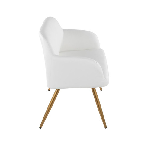 Daniella - High Back Bench - Gold Steel, White Faux Leather