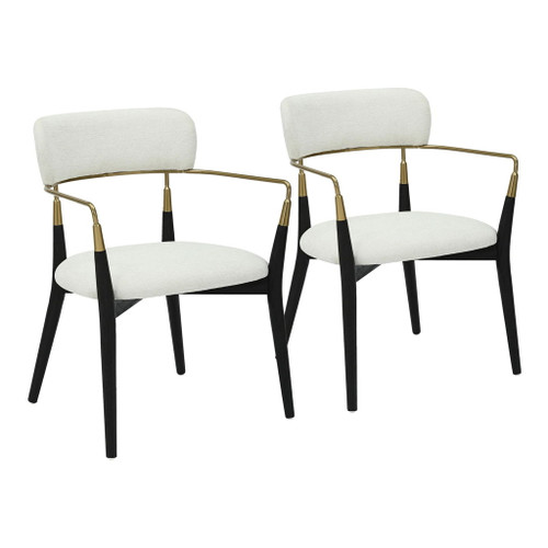 Savannah - Chair (Set of 2) - Black Wood, Gold Metal, Cream Fabric
