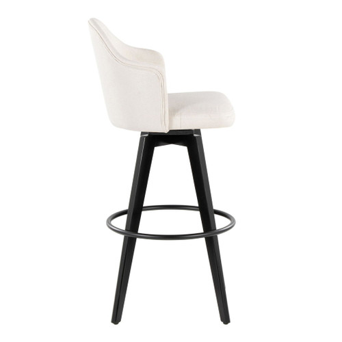 Ahoy - Upholstered Fixed-Height Barstool (Set of 2) - Black Base, Black Footrest