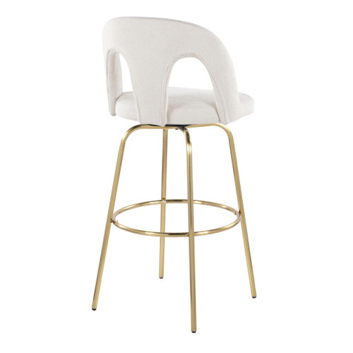 Ava - Upholstered Fixed-Height Barstool (Set of 2) - Gold Base