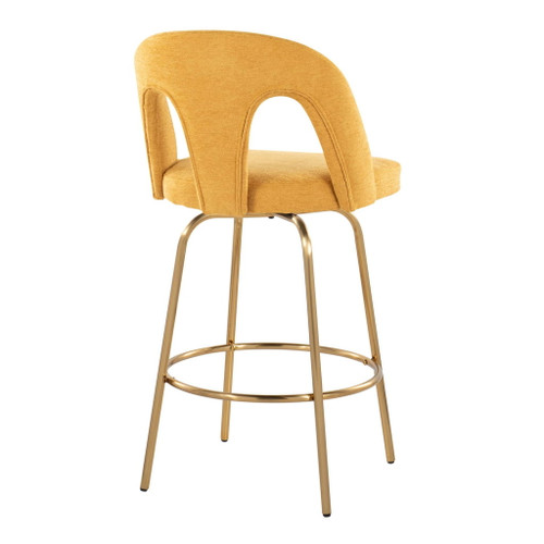 Ava - Upholstered Fixed-Height Barstool (Set of 2) - Gold Base