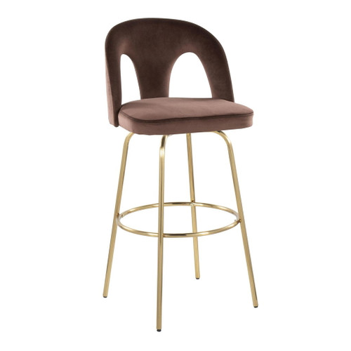 Ava - Upholstered Fixed-Height Barstool (Set of 2) - Gold Base