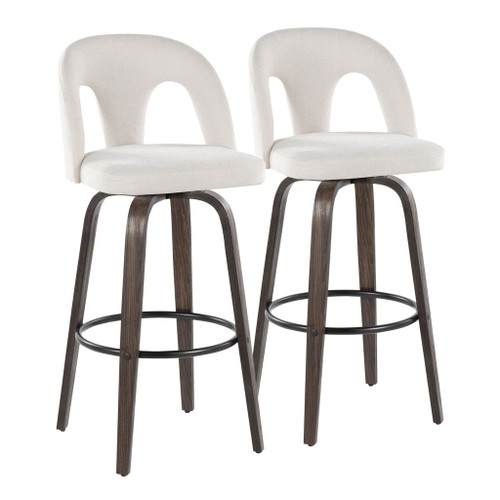 Ava - Upholstered Fixed-Height Barstool (Set of 2) - Walnut Glazed Wood Base