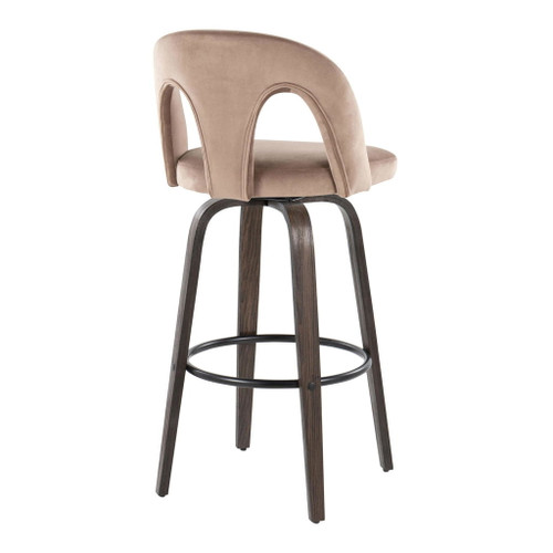 Ava - Upholstered Fixed-Height Barstool (Set of 2) - Walnut Glazed Wood Base