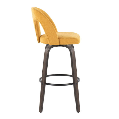 Ava - Upholstered Fixed-Height Barstool (Set of 2) - Walnut Glazed Wood Base