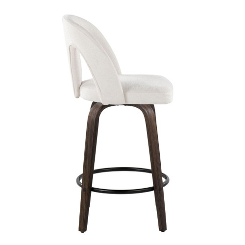 Ava - Upholstered Fixed-Height Barstool (Set of 2) - Walnut Glazed Wood Base