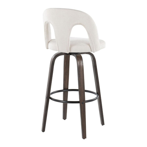 Ava - Upholstered Fixed-Height Barstool (Set of 2) - Walnut Glazed Wood Base