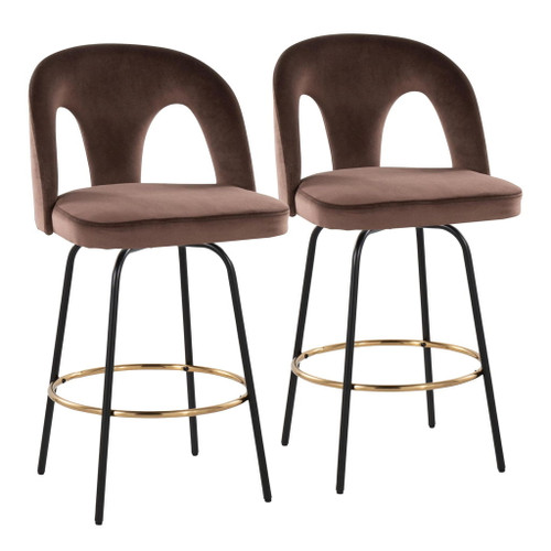 Ava - Upholstered Fixed-Height Barstool (Set of 2) - Black Base