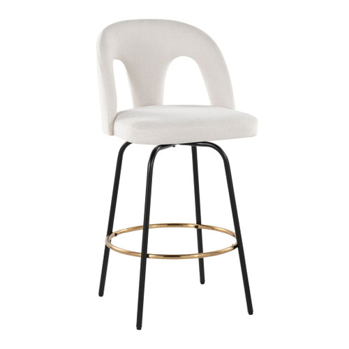 Ava - Upholstered Fixed-Height Barstool (Set of 2) - Black Base