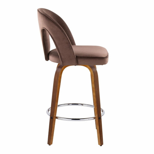 Ava - Upholstered Fixed-Height Barstool (Set of 2) - Walnut Wood Base