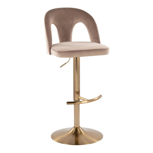 Ava - Upholstered Adjustable Barstool (Set of 2) - Gold Base
