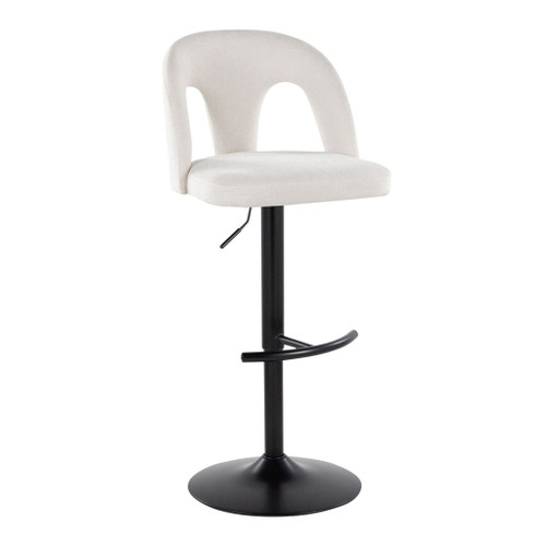 Ava - Upholstered Adjustable Barstool (Set of 2) - Black Metal