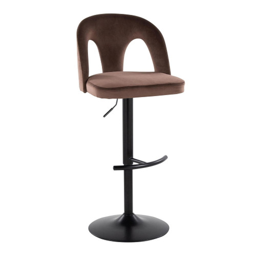 Ava - Upholstered Adjustable Barstool (Set of 2) - Black Metal