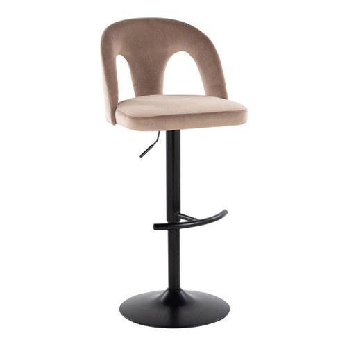 Ava - Upholstered Adjustable Barstool (Set of 2) - Black Metal