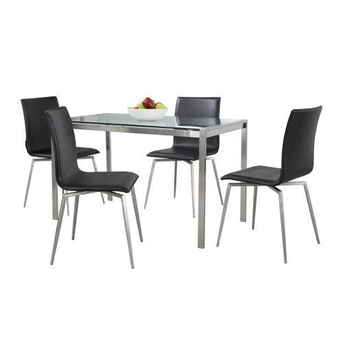 Fuji - Mason Upholstered Swivel Dining Set - Stainless Steel
