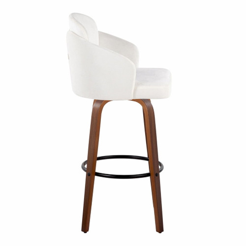 Dahlia - Fixed-Height Barstool (Set of 2) - Walnut Wood, Black Metal Footrest