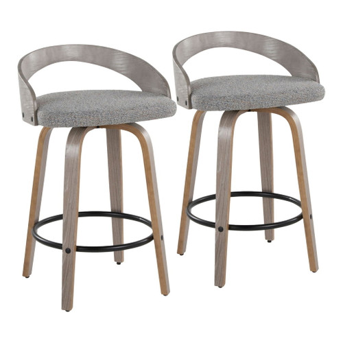 Grotto - Fixed-Height Swivel Counter Stool (Set of 2) - Light Gray Wood Frame