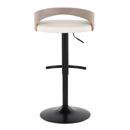 Grotto - Adjustable Barstool - Black Metal, Light Gray Wood
