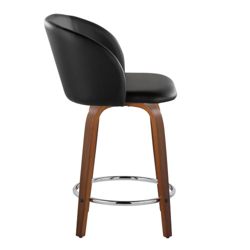 Fran - Fixed-Height Counter Stool With Black Faux Leather (Set of 2)