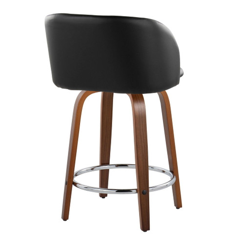 Fran - Fixed-Height Counter Stool With Black Faux Leather (Set of 2)