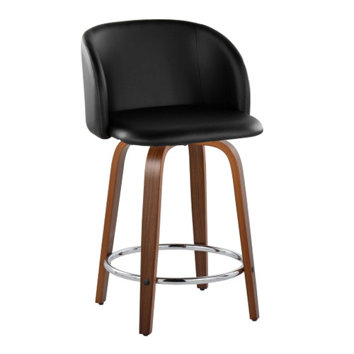 Fran - Fixed-Height Counter Stool With Black Faux Leather (Set of 2)