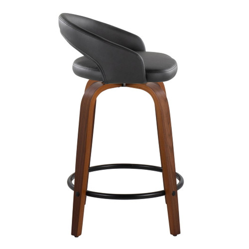 Grotto - Upholstered Fixed-Height Counter Stool With Walnut Wood Base (Set of 2)