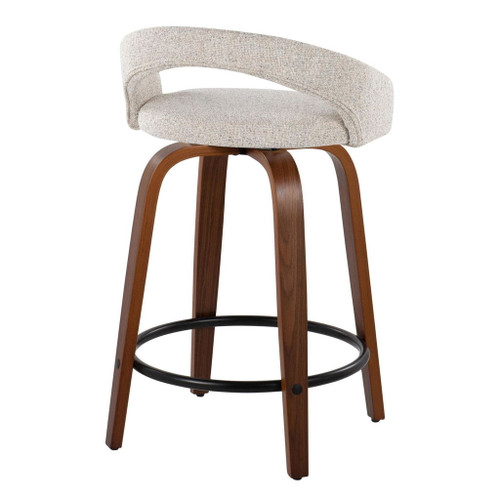 Grotto - Upholstered Fixed-Height Counter Stool With Walnut Wood Base (Set of 2)