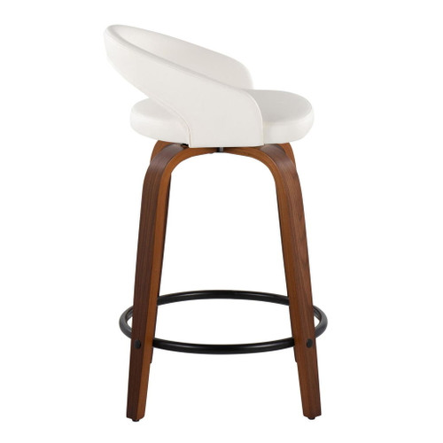 Grotto - Upholstered Fixed-Height Counter Stool With Walnut Wood Base (Set of 2)