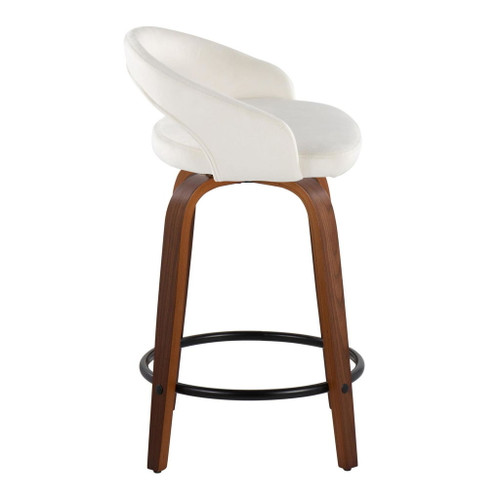 Grotto - Upholstered Fixed-Height Counter Stool With Walnut Wood Base (Set of 2)
