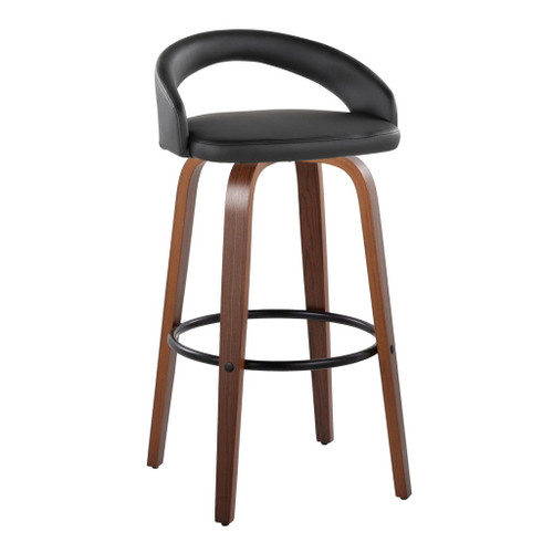 Grotto - Upholstered Fixed-Height Barstool (Set of 2) - Walnut Wood