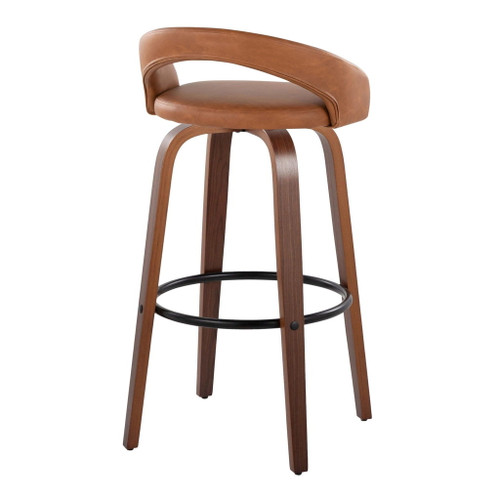 Grotto - Upholstered Fixed-Height Barstool (Set of 2) - Walnut Wood