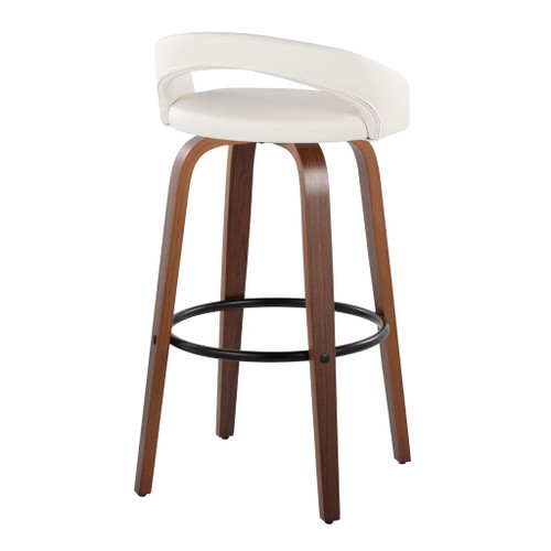 Grotto - Upholstered Fixed-Height Barstool (Set of 2) - Walnut Wood