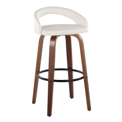 Grotto - Upholstered Fixed-Height Barstool (Set of 2) - Walnut Wood