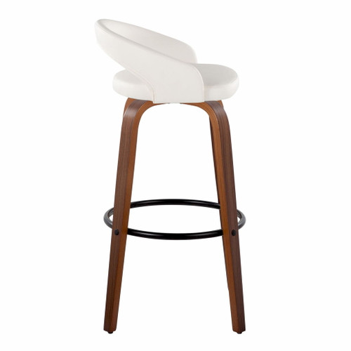Grotto - Upholstered Fixed-Height Barstool (Set of 2) - Walnut Wood