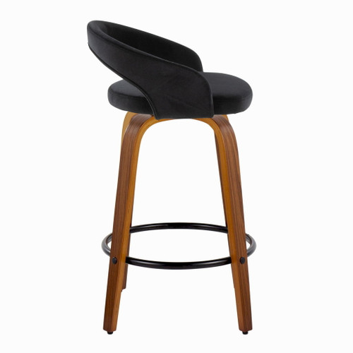 Grotto - 32.5" Upholstered Fixed-Height Counter Stool (Set of 2) - Walnut Wood Base