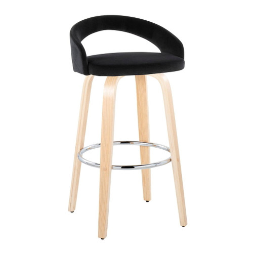 Grotto - Upholstered Fixed-Height Barstool (Set of 2) - Natural Wood