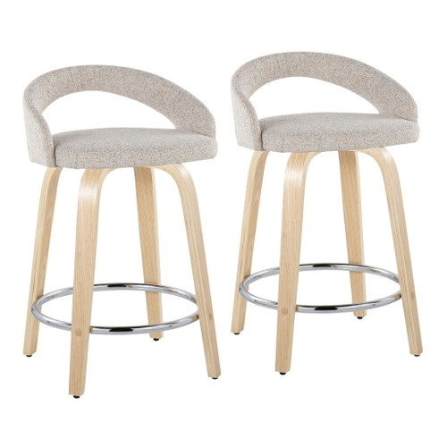 Grotto - Upholstered Fixed-Height Counter Stool With Natural Wood Base (Set of 2)