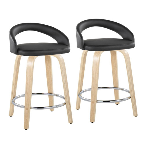 Grotto - Upholstered Fixed-Height Counter Stool With Natural Wood Base (Set of 2)