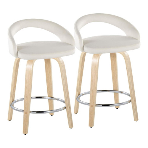 Grotto - Upholstered Fixed-Height Counter Stool With Natural Wood Base (Set of 2)